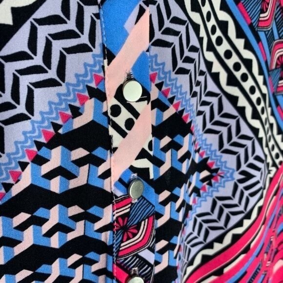 Antonio Melani Pink Blue Print Shift Dress Size 0 XS Workwear Career Sheath - Picture 9 of 9